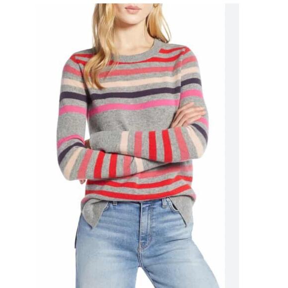 Halogen Cashmere Striped Sweater Medium - Picture 1 of 7